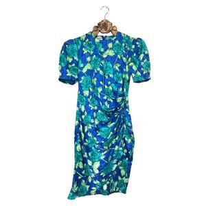 Adrianna Papell Petites Vintage Faux Wrap Floral Silk Party Cocktail Dress 80's